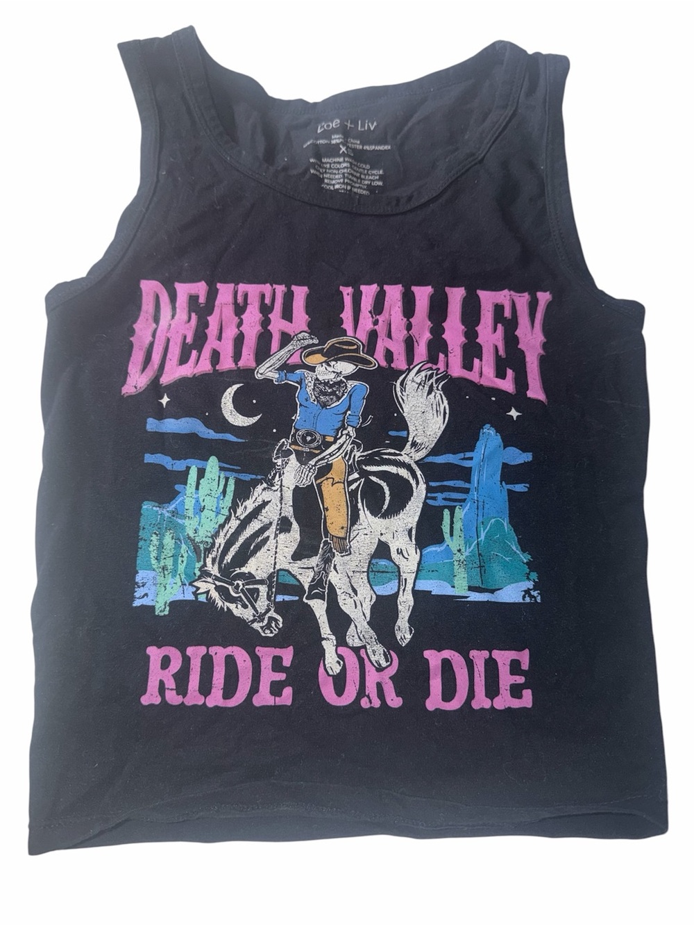 Zoe + Liv Black Graphic Tank Death Valley Ride or Die